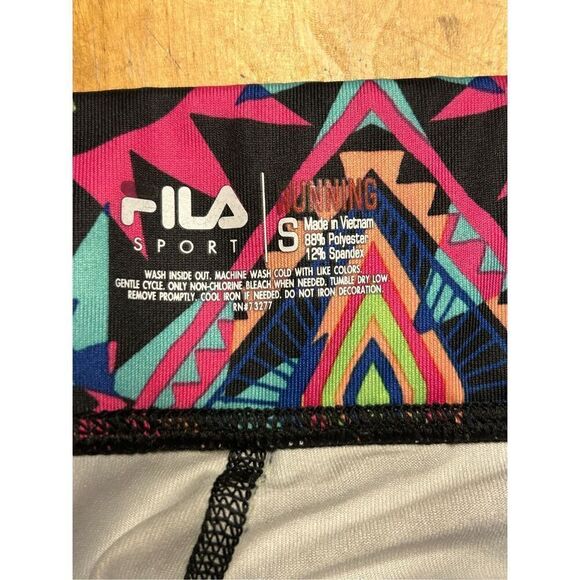 Fila Sport Neon Geometric Printed Full Length Running Leggings Active Small (489 - Picture 7 of 7